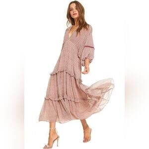 Misa Los Angeles Stefanya Floral Tiered Midi/Maxi Dress, size S